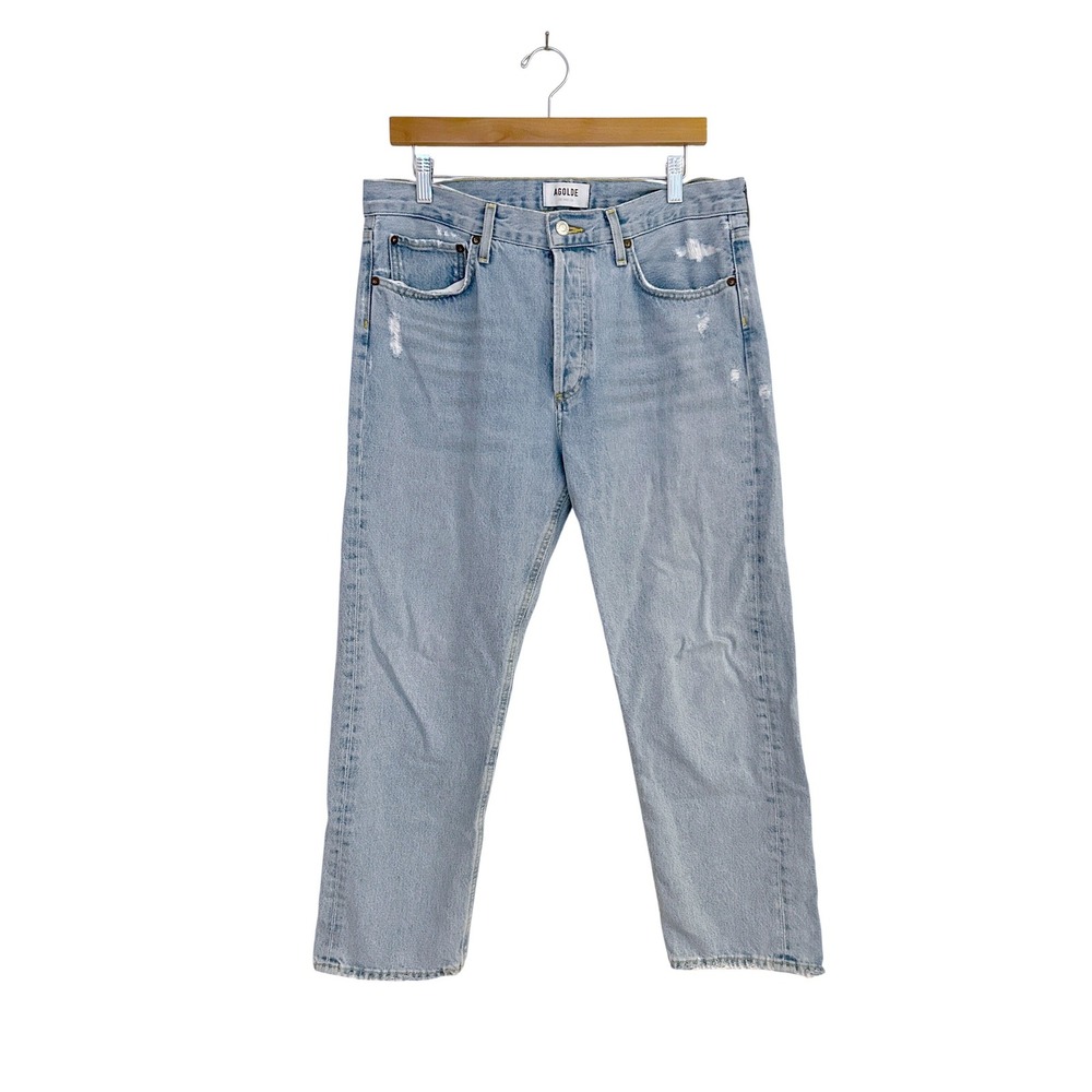 Agolde Light Wash Straight Leg Jeans - Picture 5 of 11